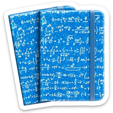 notebooks blue  glittery sparkle mathematical equation sticker