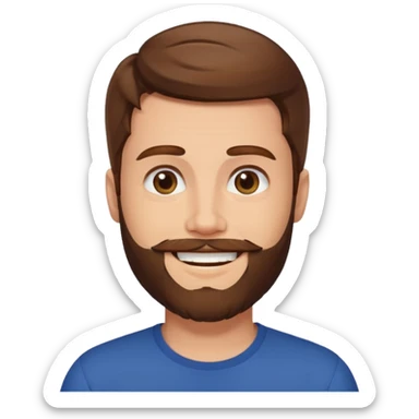 27 year old man, brown hair, beard sticker