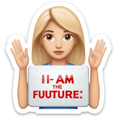 Lady with I am the future sign  sticker