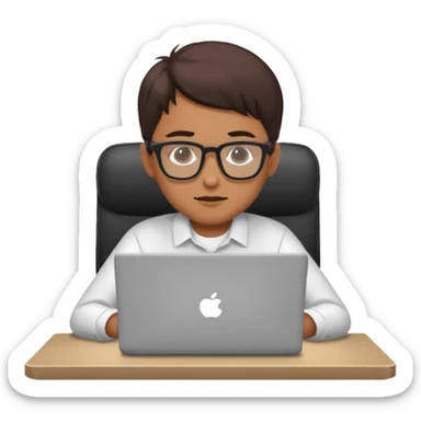 person work on the laptop and sit at the desk sticker