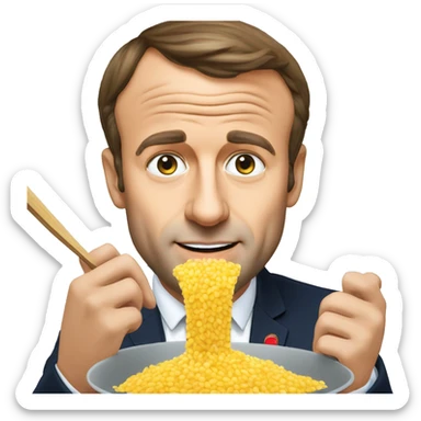 Emmanuel macron qui mange du riz sticker
