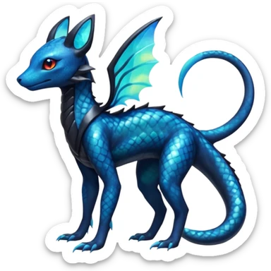 Scaley Exotic Salandit-Aurorus-Umbreon-Fakémon-hybrid-creature (full body)  sticker