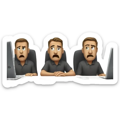 2 guys angry behind laptops sticker