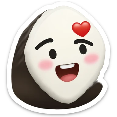 Onigiri in the shape of a heart, Joyful onigiri sticker