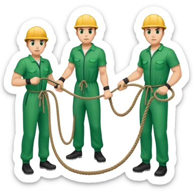 players in green jumpsuits pulling a rope sticker