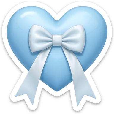 Pastel blue heart with a white ribbon  sticker