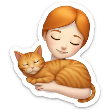 Ginger Girl sleeping with black cat sticker