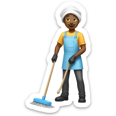 doing chores like a servant cartoon sticker