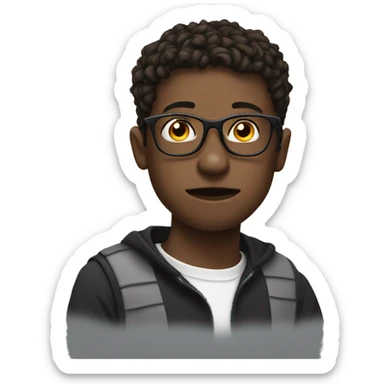 owen teenager with glasses and is addicted to a computer  sticker