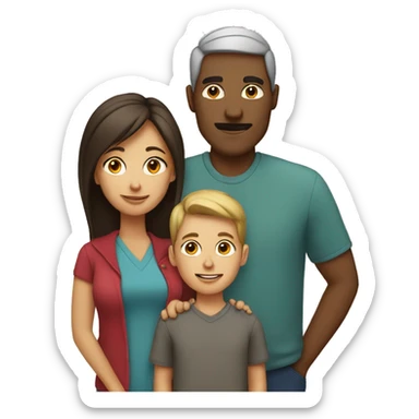 Mom and dad with son and daughter  sticker