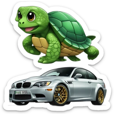 Tortue dans une BMW m3 sticker