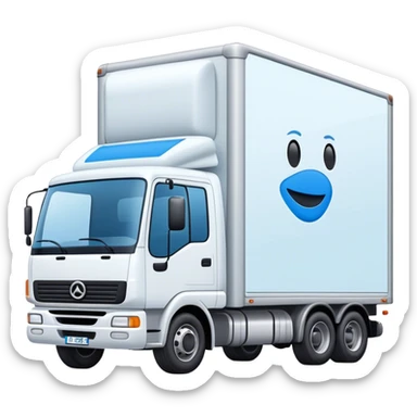 Camion blanc avec affiche bleu contenant sticker