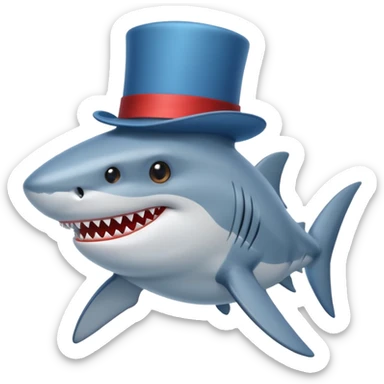 Shark with a top hat sticker