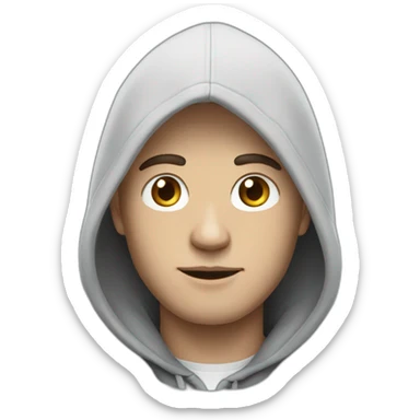 Black-haired white guy in hoodie  sticker
