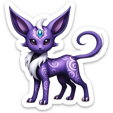 Shiny Exotic Badass Mystical Mysterious Gothic Espeon-Absol-Pokémon-Fakémon-hybrid-creature (full body) sticker