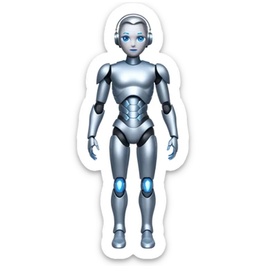 Robots Humanoid – Silver android with glowing eyes, human shape, full body sticker