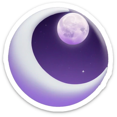 A big white moon in a purple nightsky sticker