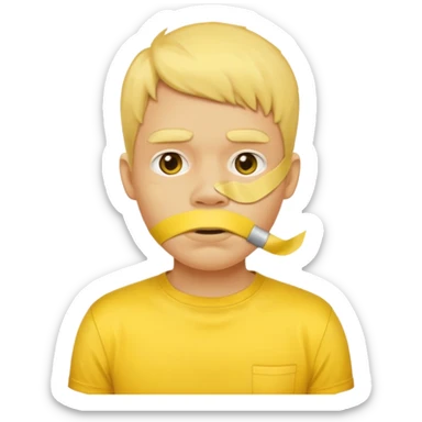 Yellow guy with tape over mouth sticker