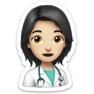 doctor girl dark hair crying tears french baguette sticker