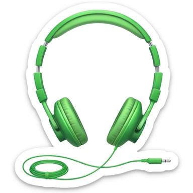 simple green headphones with one cord running down off the bottom edge sticker