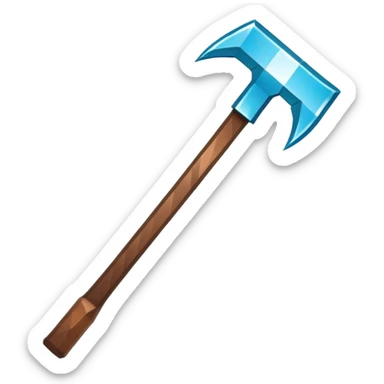 Minecraft diamond pickaxe with brown handle sticker