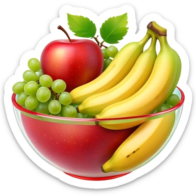 3 render, isolated,  ultra realistic hyper-detailed, translucent sparkling bowl of colorful, bold, realistic fruit sticker