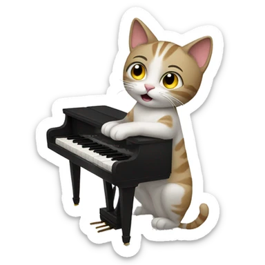 Cat playing piano sticker