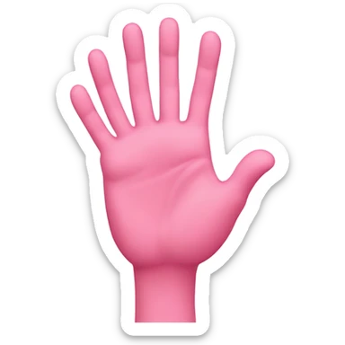 Pink waving hand with five fingers  sticker