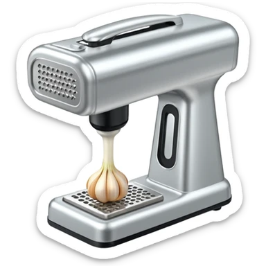 garlic being pressed in a garlic press sticker