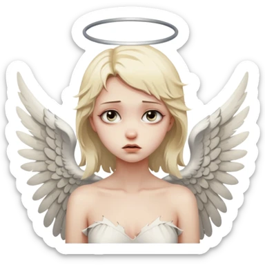 Female angel with torn wings, exposed collarbones, sorrow and lust intertwined sticker