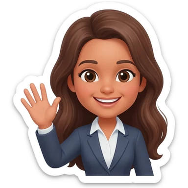 24 YEARS OLD GIRLSMILY, WAVING HI, LONG BROWN HAIR, TAN SKIN, DARK BROWN EYES, TEACHER sticker