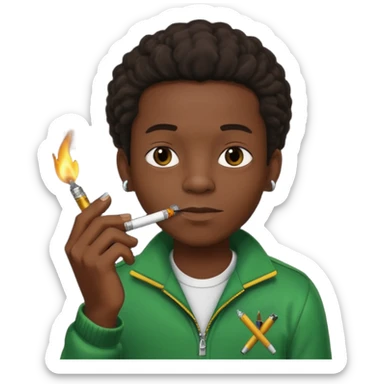 Jamaican boy smoking with lighter sticker