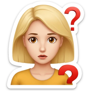 The beautiful woman looked confused, like she had a question mark on her face. sticker