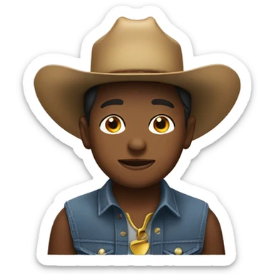 small boy with cowboy hat  sticker