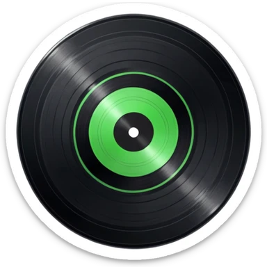 Vinyl record with green point inside sticker