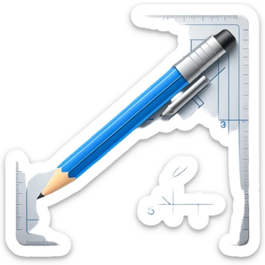 blueprint plan with a pencil and ruler sticker