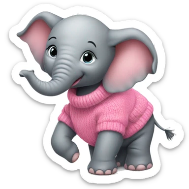 Baby elephant wearing pink sweater sticker
