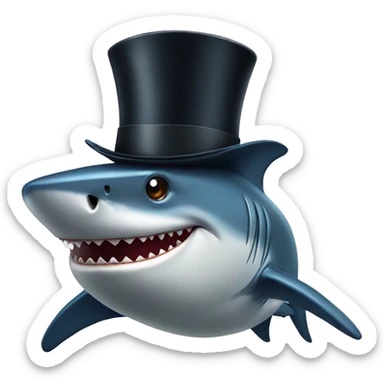Shark with a top hat sticker
