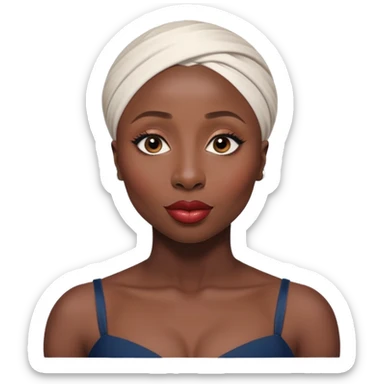 Cynthia erivo Alluring african woman wide nose bald head big glossy lips sticker