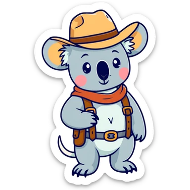 Koala with cowboy hat sticker