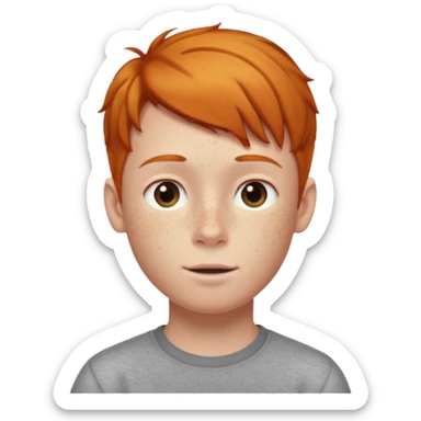 ginger boy with straight hair lifted upwards sticker