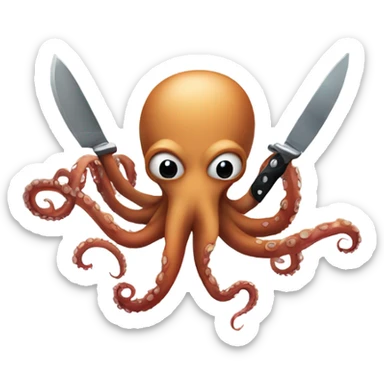 octopus holding knives about to fight you  sticker