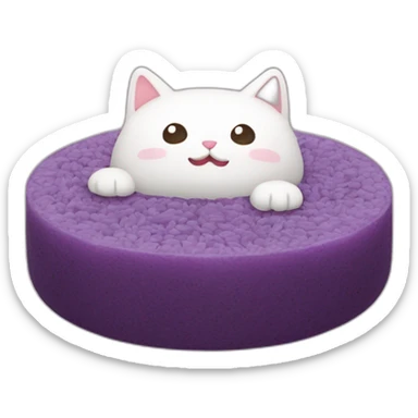 purple rice cake mochi cat sticker
