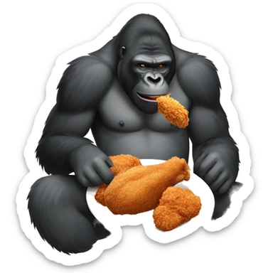 Gorilla eating fried chicken  sticker