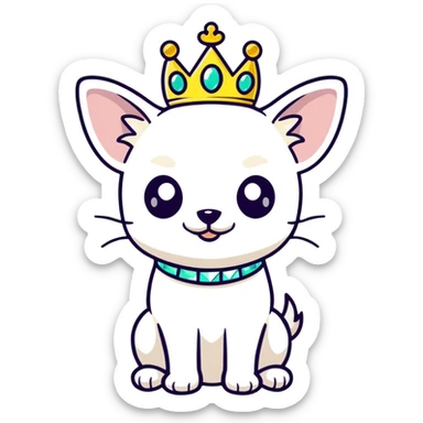 White chihuahua with jewelled crown sticker