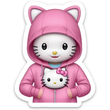 Hello kitty with pink hoodie sticker