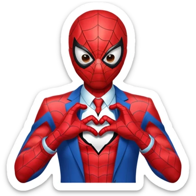 Spiderman doing a heart with his hands sticker