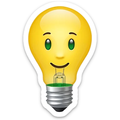 Yellow light bulb emoji representing a good idea, with a green check mark for approval. Simple emoji style, flat design, bold colors, clean lines, no text, transparent background. sticker