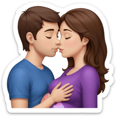

"Men with more short brown hair and fair skin a pregnant woman with long brown hair and fair skin, kissing."





 sticker