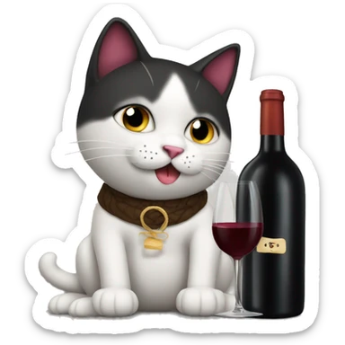 Gato negro con vino sticker